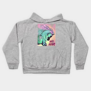 Happy Birthday (aqua horse) Kids Hoodie